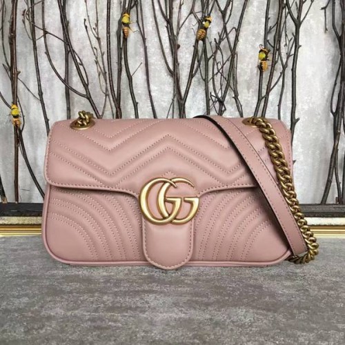 Gucci GG Marmont Sheenskin Sac à bandoulière 443497A Rose clair