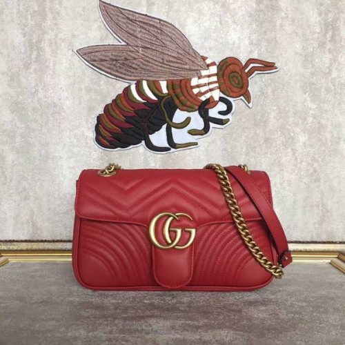 Gucci GG Marmont Sheenskin Sac à bandoulière 443497A Rouge