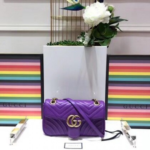 Gucci GG Marmont Sheenskin Sac à bandoulière 443497A violet