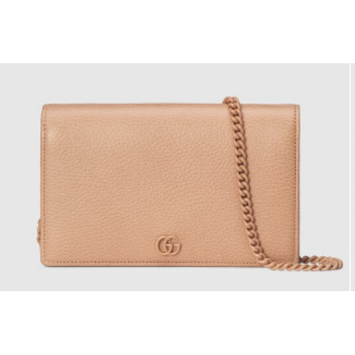 Portefeuille chaîne Gucci GG Marmont 497985 Rose beige