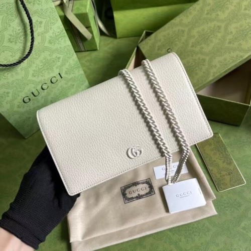Portefeuille chaîne Gucci GG Marmont 497985 Blanc