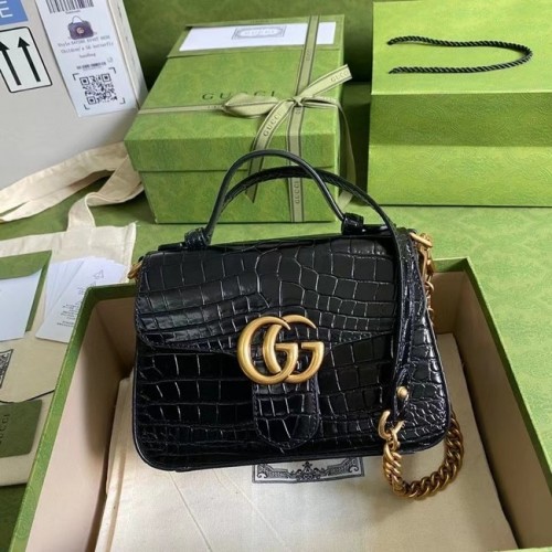 Gucci GG Marmont crocodile mini sac à main 547260 noir