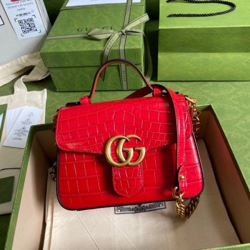 Gucci GG Marmont crocodile mini sac à main 547260 rouge