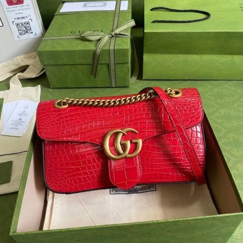 Gucci GG Marmont crocodile petit sac à bandoulière 443497 rouge