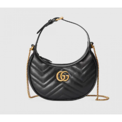 Gucci GG Marmont mini sac en forme de demi-lune 699514 noir