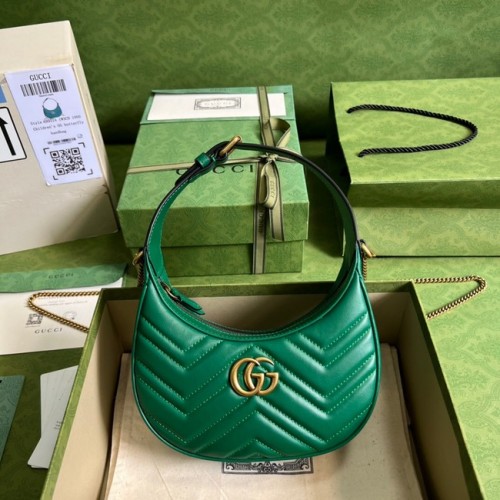 Gucci GG Marmont mini sac en forme de demi-lune 699514 vert