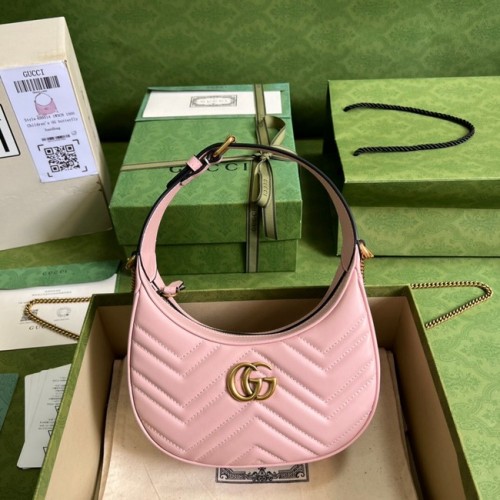 Gucci GG Marmont mini sac en forme de demi-lune 699514 rose