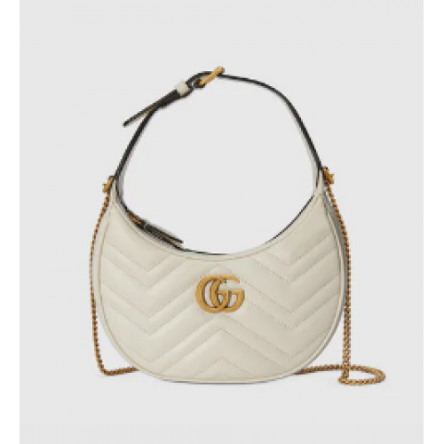 Gucci GG Marmont mini sac en forme de demi-lune 699514 blanc