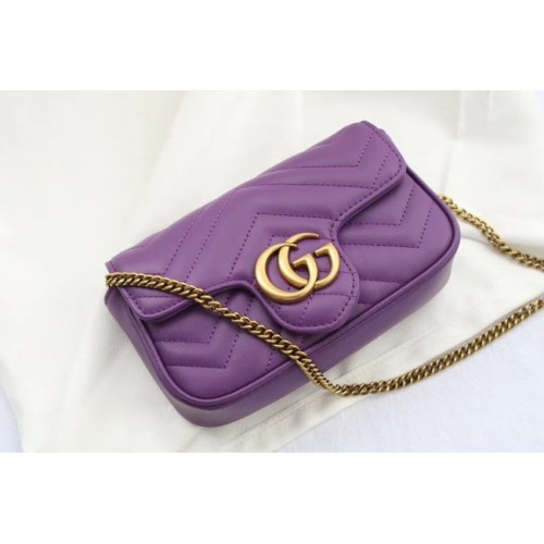 Gucci GG Marmont super mini sac en cuir matelassé 476433 violet