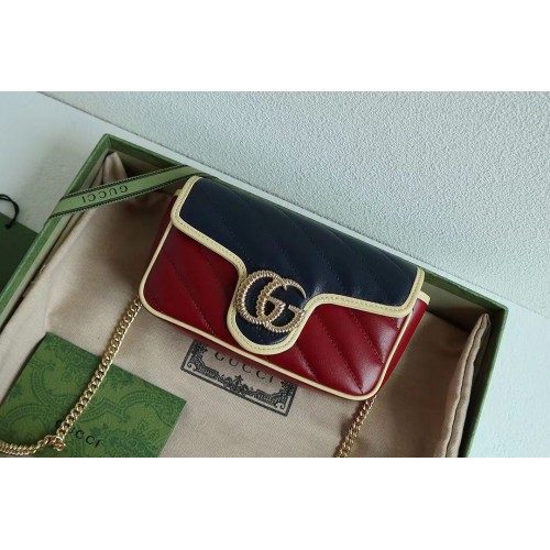 Gucci GG Marmont matelasse mini sac 446744 vin et marine