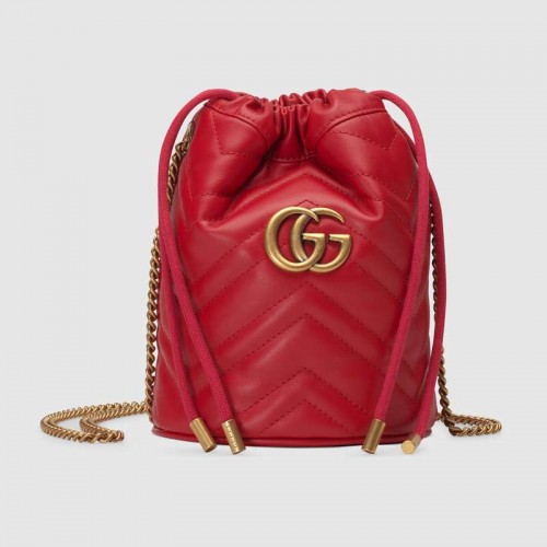 Gucci GG Marmont mini sac seau 575163 Hibiscus rouge