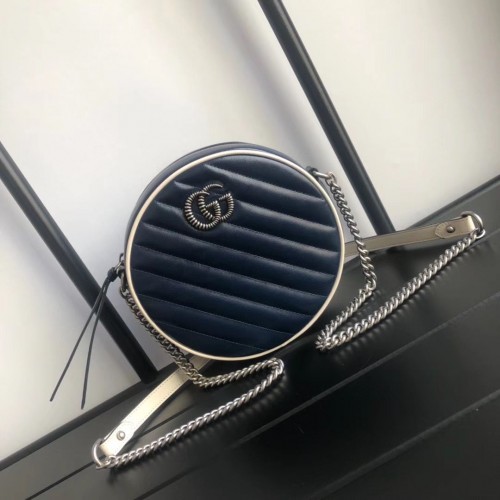 Gucci GG Marmont mini sac à bandoulière rond 550154 Marine