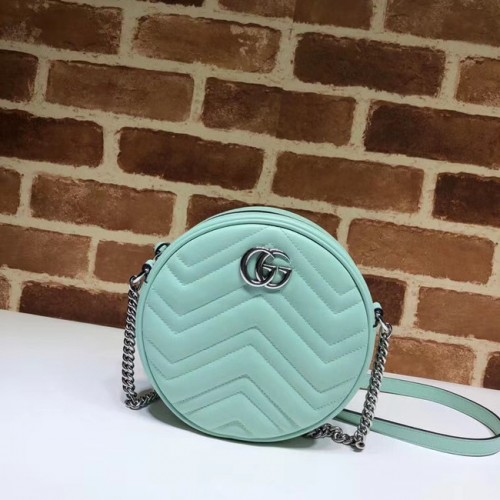 Gucci GG Marmont mini sac à bandoulière rond 550154 Vert pastel