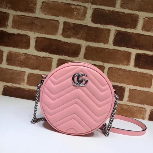Gucci GG Marmont mini sac à bandoulière rond 550154 Rose pastel