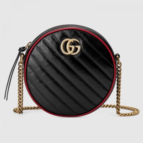 Gucci GG Marmont mini sac à bandoulière rond 550154 noir