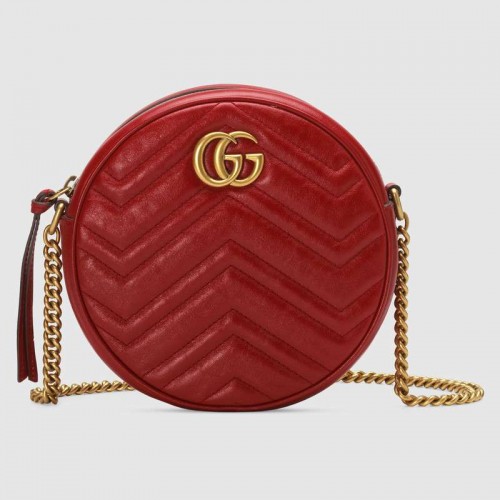 Gucci GG Marmont mini sac à bandoulière rond 550154 rouge
