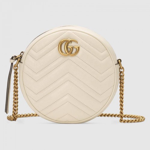 Gucci GG Marmont mini sac à bandoulière rond 550154 blanc
