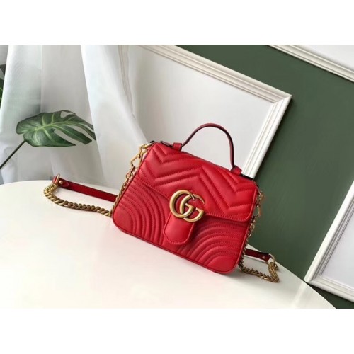 Gucci GG Marmont Original mini sac à main en cuir 547260 rouge