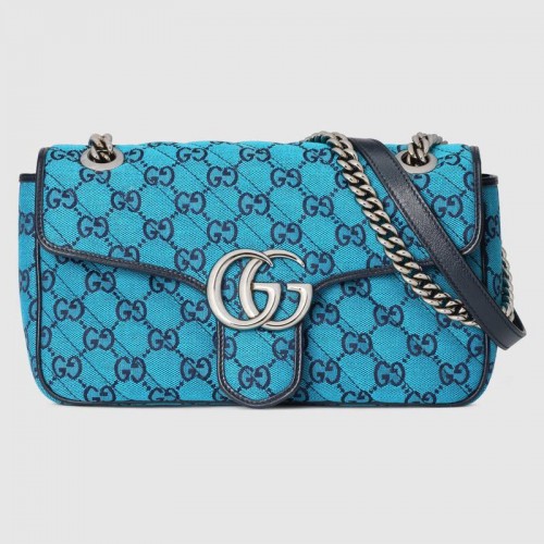 Gucci GG Marmont multicolore petit sac à bandoulière 443497 bleu