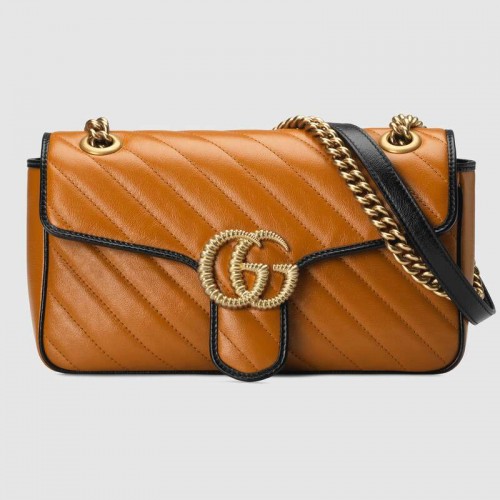 Gucci GG Marmont petit sac à bandoulière 443497 Cognac diagonale