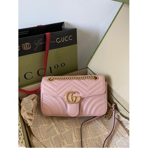 Gucci GG Marmont petit sac à bandoulière 443497 rose clair