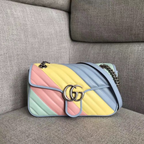 Gucci GG Marmont petit sac à bandoulière 443497 vert&rose&jaune&bleu