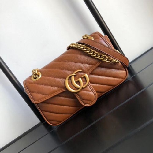 Gucci GG Marmont petit sac à bandoulière 446744 Marron