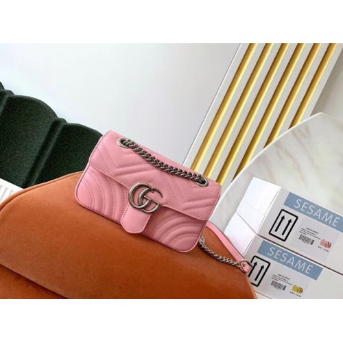 Gucci GG Marmont petit sac à bandoulière 446744 rose clair
