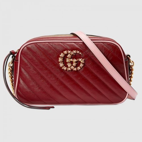Gucci GG Marmont petit sac à bandoulière 447632 Rouge foncé