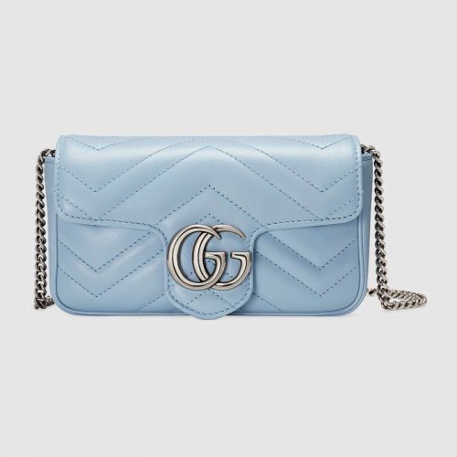 Gucci GG Marmont super mini sac 476433 Bleu pastel
