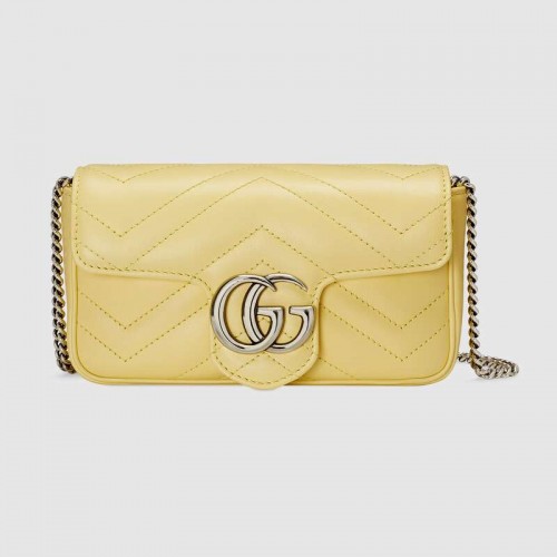 Gucci GG Marmont super mini sac 476433 Jaune pastel