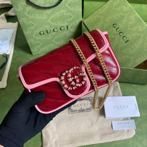 Gucci GG Marmont super mini sac 574969 Wine&Pink