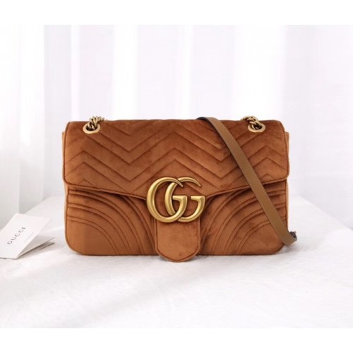 Gucci GG Marmont velours sac à bandoulière moyen 443496 Taupe