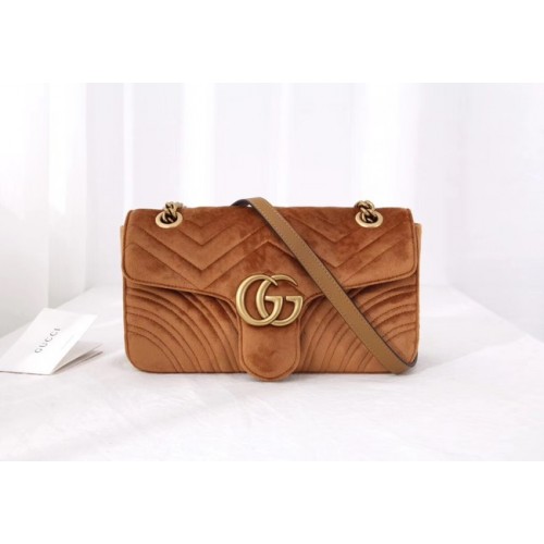 Gucci GG Marmont velours sac à bandoulière moyen 443497 Taupe