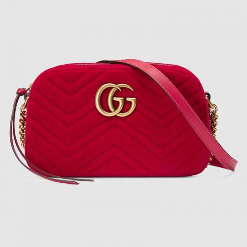 Gucci GG Marmont velours petit sac à bandoulière 447632 rouge
