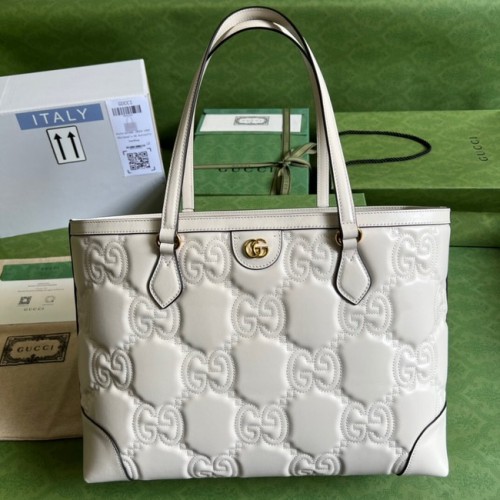 Gucci GG Matelasse fourre-tout moyen en cuir 631685 blanc