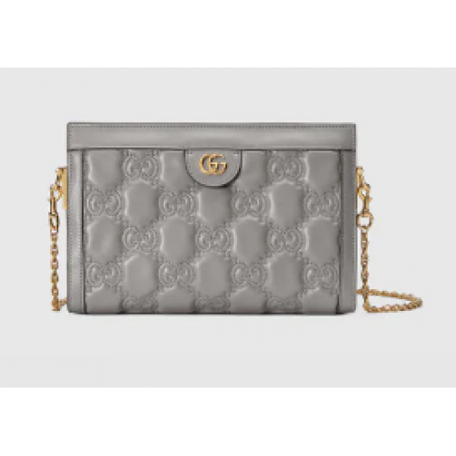 Gucci GG Matelasse sac à bandoulière en cuir 702200 Gris poussiéreux