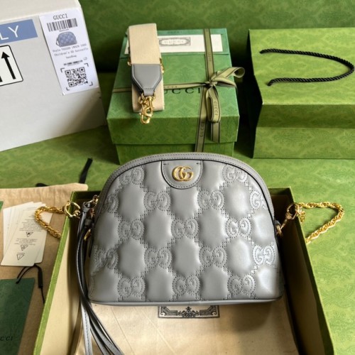 Gucci GG Matelasse sac à bandoulière en cuir 702229 Gris poussiéreux