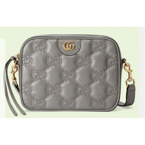Gucci GG Matelasse sac à bandoulière en cuir 702234 Gris poussiéreux