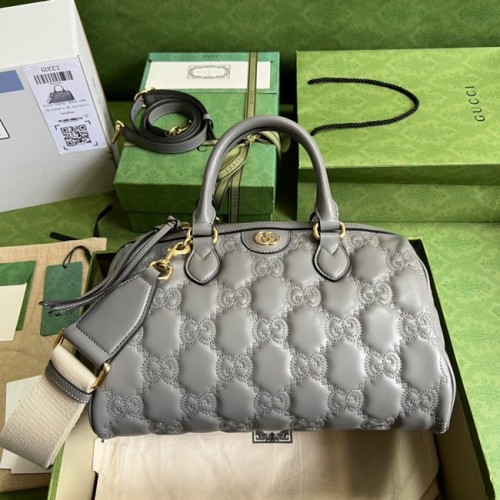 Gucci GG Matelasse sac à main en cuir 702242 Gris poussiéreux