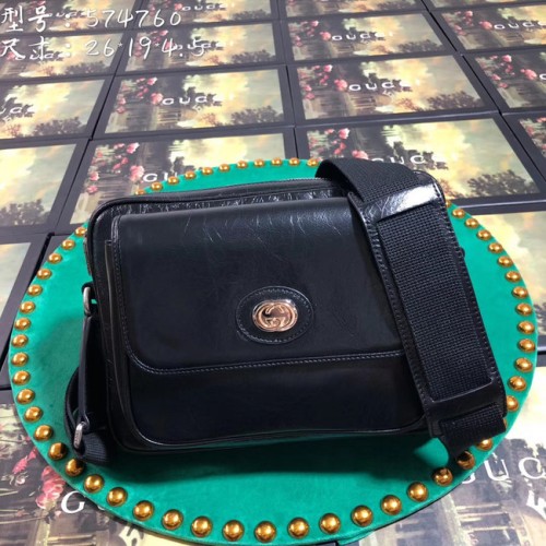 Gucci GG Original Sac Messenger en cuir 574760 noir