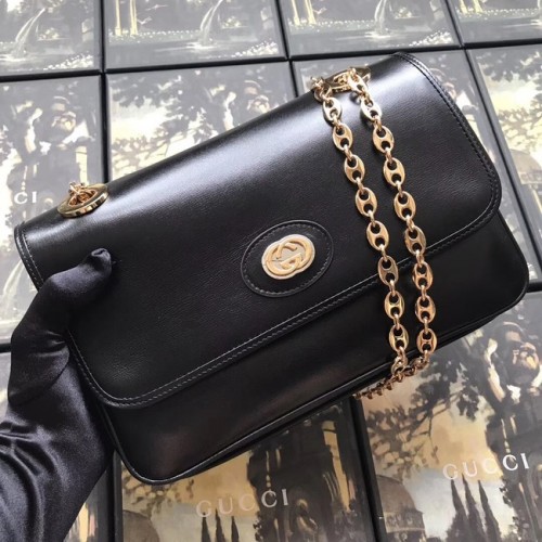 Gucci GG Original Sac à bandoulière en cuir 576421 Noir