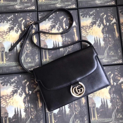 Gucci GG Original Sac à bandoulière en cuir 589474 Noir