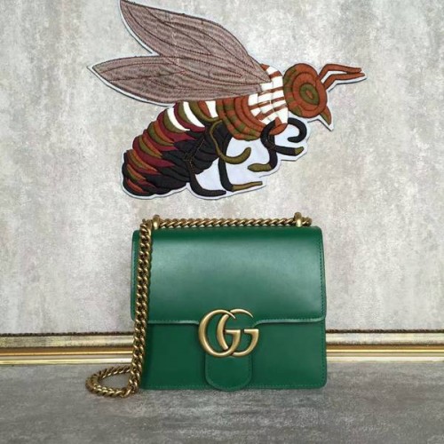Gucci GG Original Marmont Sac à bandoulière en cuir 431384A Vert
