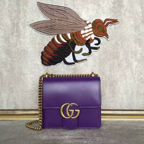 Gucci GG Original Marmont Sac à bandoulière en cuir 431384A Violet