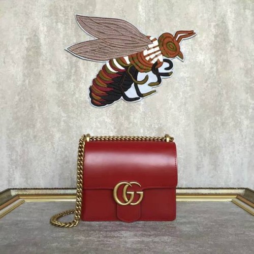Gucci GG Original Marmont Sac à bandoulière en cuir 431384A Rouge