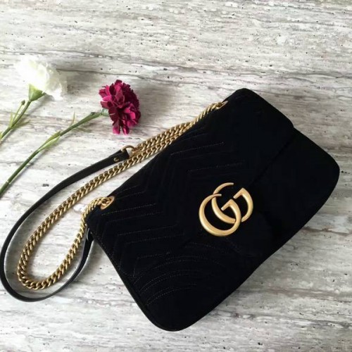 Gucci GG Sac à bandoulière en cuir suédé 443496 Noir