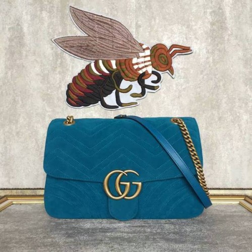 Gucci Sac à bandoulière en cuir suédé GG 443496 Bleu