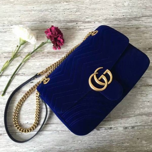 Gucci GG Suede Sac à bandoulière en cuir 443496 Bleu foncé