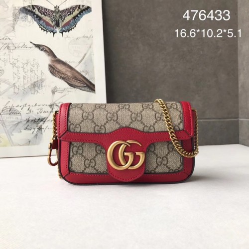 Gucci GG Supreme toile 476433 Mini sac à bandoulière rouge